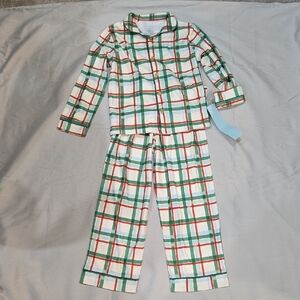 Cloud Island Plaid Kids Pajama Set - Green, Red, White - 5T